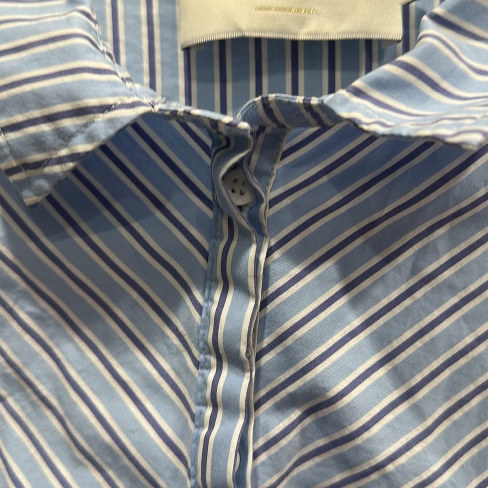 Munthe Jetset Striped Puff Sleeve Blouse Cotton Blend Popover size 6 classic - Picture 6 of 10